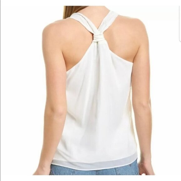 ANTHROPOLOGIE Greylin Ivory Beaded Sheer Racerback Tank Top/Cami Small - Picture 2 of 9